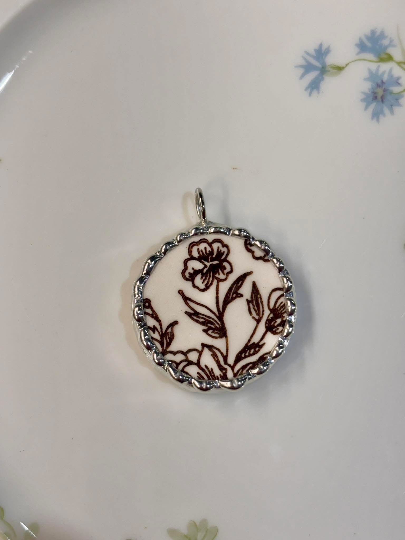 Brown Transferware Floral