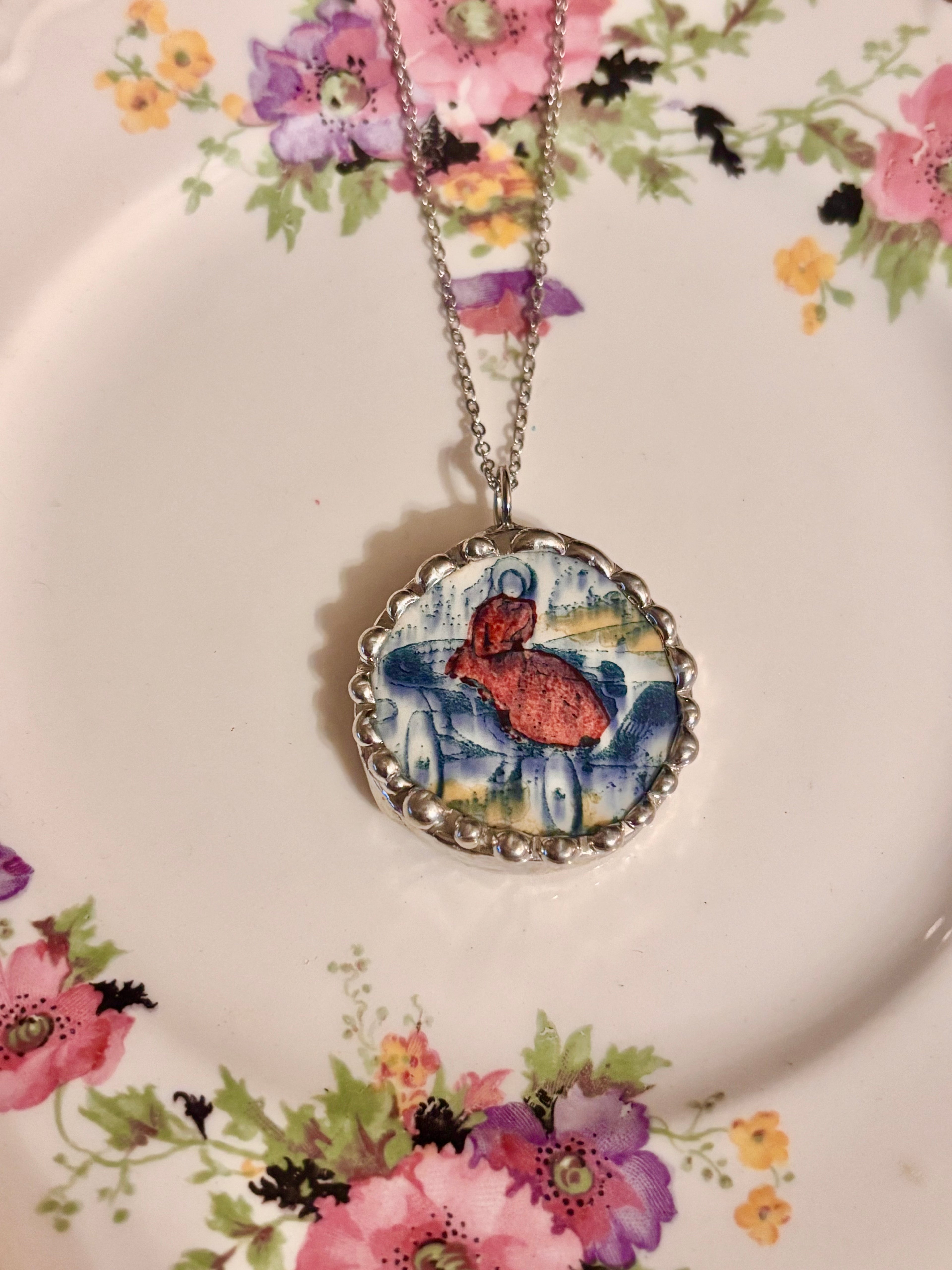 Lady in Buggy ~ Rare Multi colored Currier & Ives