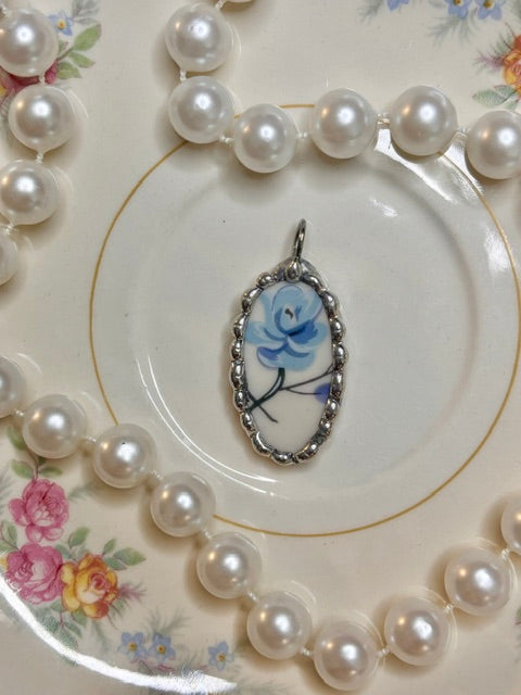 Oval Blue Floral