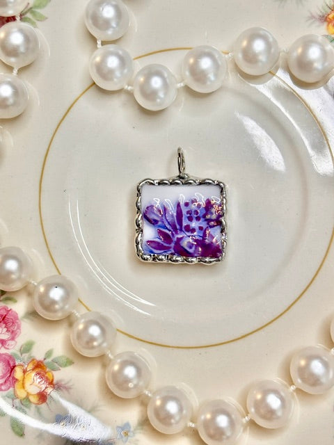 Vintage Square Purple Floral
