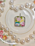Beautiful Antique Multi Colored Square Floral