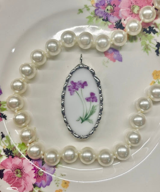 Oval Purple Floral