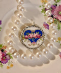 Blue Heart w/pink Roses Circle
