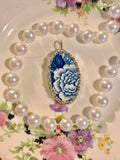Blue & White Oval Floral Transferware