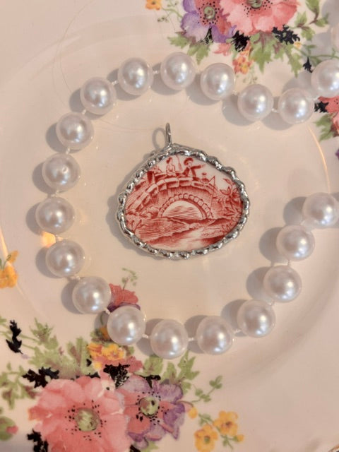 Pink Transferware Bridge
