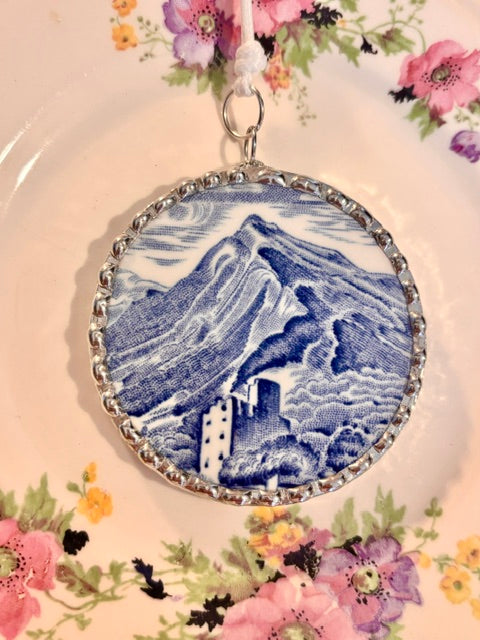 Blue and White Mountain Scene