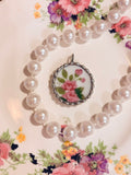 Pink Floral with green Leaves